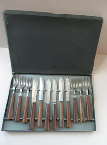 1960s Cutlery Set by MILLS MOORE, England. Set of Six Fish Knives and Forks