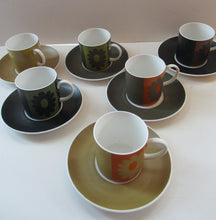 Load image into Gallery viewer, 1960s Susie Cooper Wedgwood 6 Coffee Cups and Saucers Carnaby Daisy
