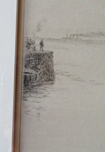 ORIGINAL ETCHING: William Lionel Wyllie (1851 – 1931) Herring Fishers at Fisherrow, Musselburgh Harbour. Pencil Signed; 1920s
