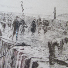 Load image into Gallery viewer, ORIGINAL ETCHING: William Lionel Wyllie (1851 – 1931) Herring Fishers at Fisherrow, Musselburgh Harbour. Pencil Signed; 1920s
