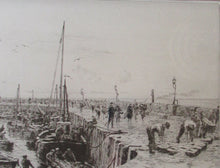 Load image into Gallery viewer, ORIGINAL ETCHING: William Lionel Wyllie (1851 – 1931) Herring Fishers at Fisherrow, Musselburgh Harbour. Pencil Signed; 1920s
