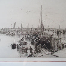 Load image into Gallery viewer, ORIGINAL ETCHING: William Lionel Wyllie (1851 – 1931) Herring Fishers at Fisherrow, Musselburgh Harbour. Pencil Signed; 1920s
