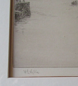 ORIGINAL ETCHING: William Lionel Wyllie (1851 – 1931) Herring Fishers at Fisherrow, Musselburgh Harbour. Pencil Signed; 1920s