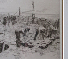 Load image into Gallery viewer, ORIGINAL ETCHING: William Lionel Wyllie (1851 – 1931) Herring Fishers at Fisherrow, Musselburgh Harbour. Pencil Signed; 1920s
