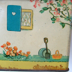 Rare 1930s MABEL LUCIE ATTWELL Kiddibics: Bicky House Biscuit Tin or Bank. Made for William Crawford