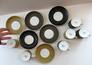 1960s Susie Cooper Wedgwood 6 Coffee Cups and Saucers Carnaby Daisy