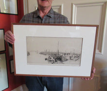 Load image into Gallery viewer, ORIGINAL ETCHING: William Lionel Wyllie (1851 – 1931) Herring Fishers at Fisherrow, Musselburgh Harbour. Pencil Signed; 1920s
