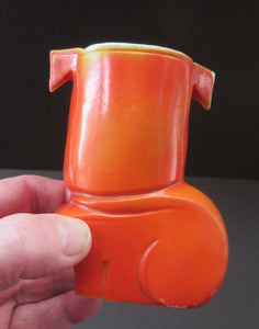 1920s Antique Porcelain Miniature Vase or Match Holder in the Form on a Bright Orange Art Deco Bulldog