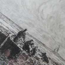 Load image into Gallery viewer, William Wyllie Etching. HMS Victory Firing a Salute in Portsmouth Harbour

