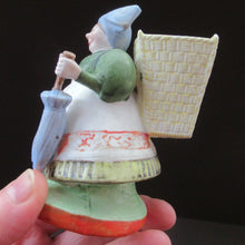 Load image into Gallery viewer, Bisque Porcelain Figure by Schafer &amp; Vater. Match Holder in the Form of a Lady Carrying a Basket 
