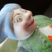 Load image into Gallery viewer, Bisque Porcelain Figure by Schafer &amp; Vater. Match Holder in the Form of a Lady Carrying a Basket 
