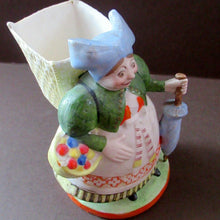 Load image into Gallery viewer, Bisque Porcelain Figure by Schafer &amp; Vater. Match Holder in the Form of a Lady Carrying a Basket 
