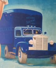 Load image into Gallery viewer, AMERICAN Original 1950s Truck Poster: FEDERAL TRUCKS. Featuring Glamour Girl in her Tennis Outfit

