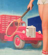 Load image into Gallery viewer, AMERICAN Original 1950s Truck Poster: FEDERAL TRUCKS. Featuring Glamour Girl in her Tennis Outfit
