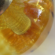 Load image into Gallery viewer, Vintage SWEDISH 1960s Onion Shape Hanging Golden Amber Glass Light Shade with Central Section and Metal Caps
