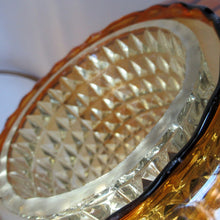 Load image into Gallery viewer, Vintage SWEDISH 1960s Onion Shape Hanging Golden Amber Glass Light Shade with Central Section and Metal Caps
