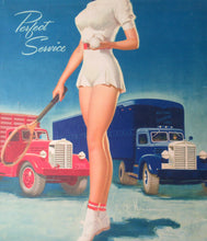Load image into Gallery viewer, AMERICAN Original 1950s Truck Poster: FEDERAL TRUCKS. Featuring Glamour Girl in her Tennis Outfit
