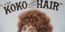 Load image into Gallery viewer, Antique Victorian Showcard Advert c 1890 Koko Hair Dressing Oils
