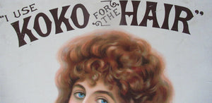 Antique Victorian Showcard Advert c 1890 Koko Hair Dressing Oils