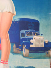 Load image into Gallery viewer, AMERICAN Original 1950s Truck Poster: FEDERAL TRUCKS. Featuring Glamour Girl in her Tennis Outfit

