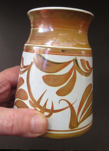 Aldermaston Pottery Vase with Abstract Lustre Design. Alan Caiger Smith Mark 