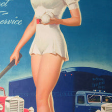 Load image into Gallery viewer, AMERICAN Original 1950s Truck Poster: FEDERAL TRUCKS. Featuring Glamour Girl in her Tennis Outfit
