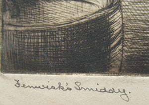 SCOTTISH ART. Vintage Etching by Leslie Gordon Kinnear (1901 - 1976). Entitled "Fenwick's Smiddy"