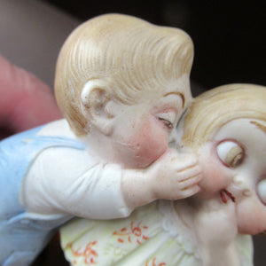 Porcelain Match Holder by Schafer & Vater. GOOGLE EYED COUPLE EMBRACING