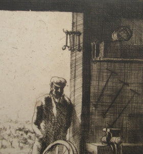 SCOTTISH ART. Vintage Etching by Leslie Gordon Kinnear (1901 - 1976). Entitled "Fenwick's Smiddy"