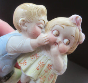 Porcelain Match Holder by Schafer & Vater. GOOGLE EYED COUPLE EMBRACING