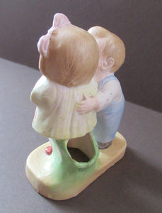 Porcelain Match Holder by Schafer & Vater. GOOGLE EYED COUPLE EMBRACING