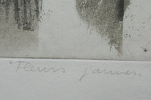 Load image into Gallery viewer, Pretty Vintage FRENCH Colour Etching. Artist&#39;s Edition. Titled: Fleurs Jaune. With indistinct pencil signature

