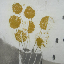 Load image into Gallery viewer, Pretty Vintage FRENCH Colour Etching. Artist&#39;s Edition. Titled: Fleurs Jaune. With indistinct pencil signature

