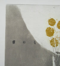 Load image into Gallery viewer, Pretty Vintage FRENCH Colour Etching. Artist&#39;s Edition. Titled: Fleurs Jaune. With indistinct pencil signature
