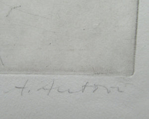 Pretty Vintage FRENCH Colour Etching. Artist's Edition. Titled: Fleurs Jaune. With indistinct pencil signature