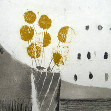 Load image into Gallery viewer, Pretty Vintage FRENCH Colour Etching. Artist&#39;s Edition. Titled: Fleurs Jaune. With indistinct pencil signature
