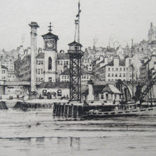 Load image into Gallery viewer, SCOTTISH ART. James MacIntyre Etching Showing the Entrance of the Queen&#39;s Dock at Glasgow
