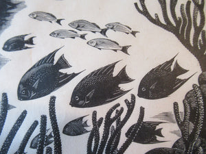 Robert Gibbings Wood Engraving Blue Angel Fish and Coral
