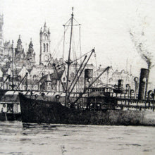 Load image into Gallery viewer, SCOTTISH ART. James MacIntyre Etching Showing the Entrance of the Queen&#39;s Dock at Glasgow
