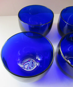 Set of Four 19th Century Antique Bristol Blue Fingers Bowls