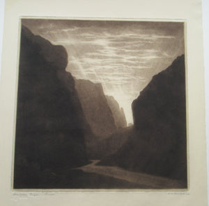 Alfred Richard Blundell (1883 - 1968). Stunning MEZZOTINT View of Cheddar Gorge