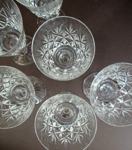 Set of 6 Vintage Glenshee Edinburgh Crystal Vintage White Wine Glasses