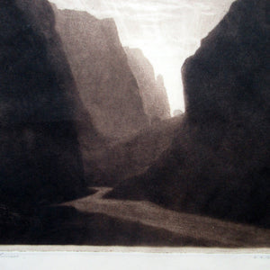 Alfred Richard Blundell (1883 - 1968). Stunning MEZZOTINT View of Cheddar Gorge