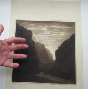 Alfred Richard Blundell (1883 - 1968). Stunning MEZZOTINT View of Cheddar Gorge