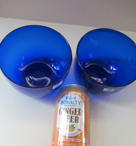 Pair of 19th Century Antique Bristol Blue Fingers Bowls