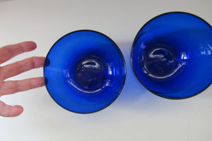 Pair of 19th Century Antique Bristol Blue Fingers Bowls