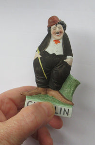 1920s Antique Porcelain Match Holder by Schafer & Vater. CHARLIE CHAPLIN