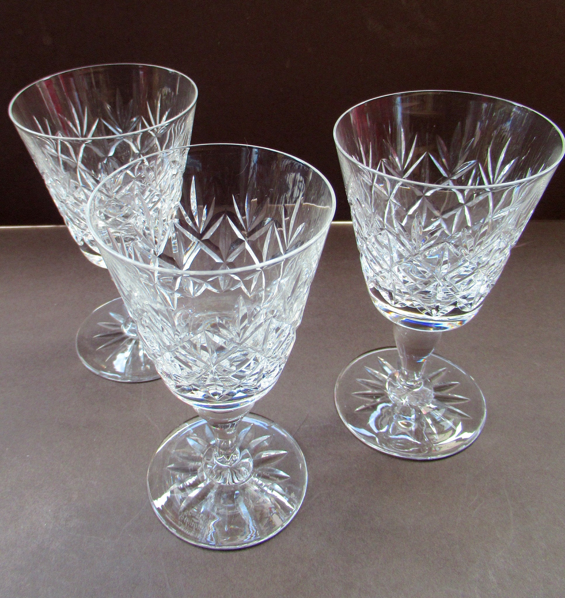 Vintage 6 Hand Cut Beautifully Etched Crystal Wine Glasses Gleneagles  Scottish