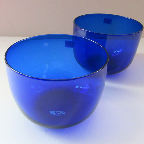 Pair of 19th Century Antique Bristol Blue Fingers Bowls