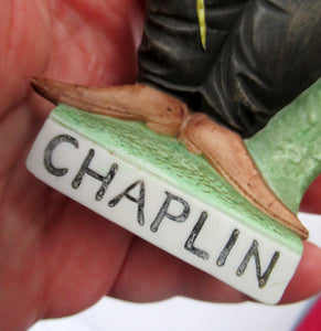 1920s Antique Porcelain Match Holder by Schafer & Vater. CHARLIE CHAPLIN